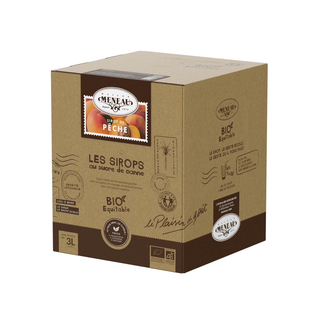 Meneau Sirop Pêche Bio Verre
