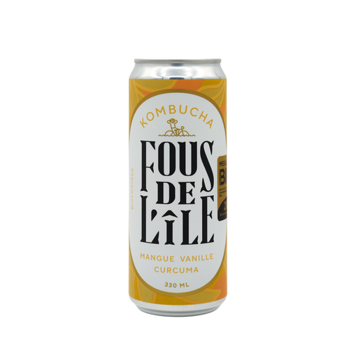 [3770015551060] Fous de l'île Kombucha Mangue Vanille Curcuma Bio cans - 12 x 33cl