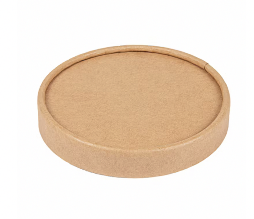 Couvercles pots à glaces marron carton 300ml - 280 + 18 PE g/m² Ø10x5,5cm (500 unités)