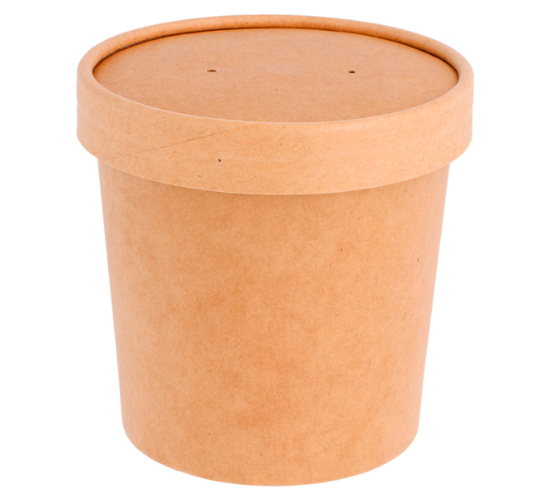 Récipients + couvercles kraft 360ml 340 + 18 PE g/m2 Ø9/7,3x8,6cm (250 unités)