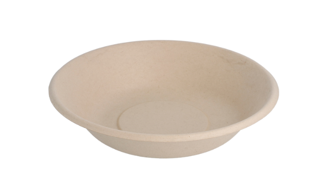 Assiettes creuses "bionic" naturel bagasse 680ml - Ø19x4cm (1000 unités)