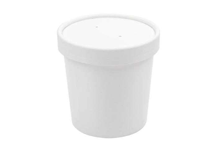 Récipients + couvercles blancs 360ml 18PE + 340 + 18 PE g/m2 Ø9/7,2x8,4cm (250 unités)
