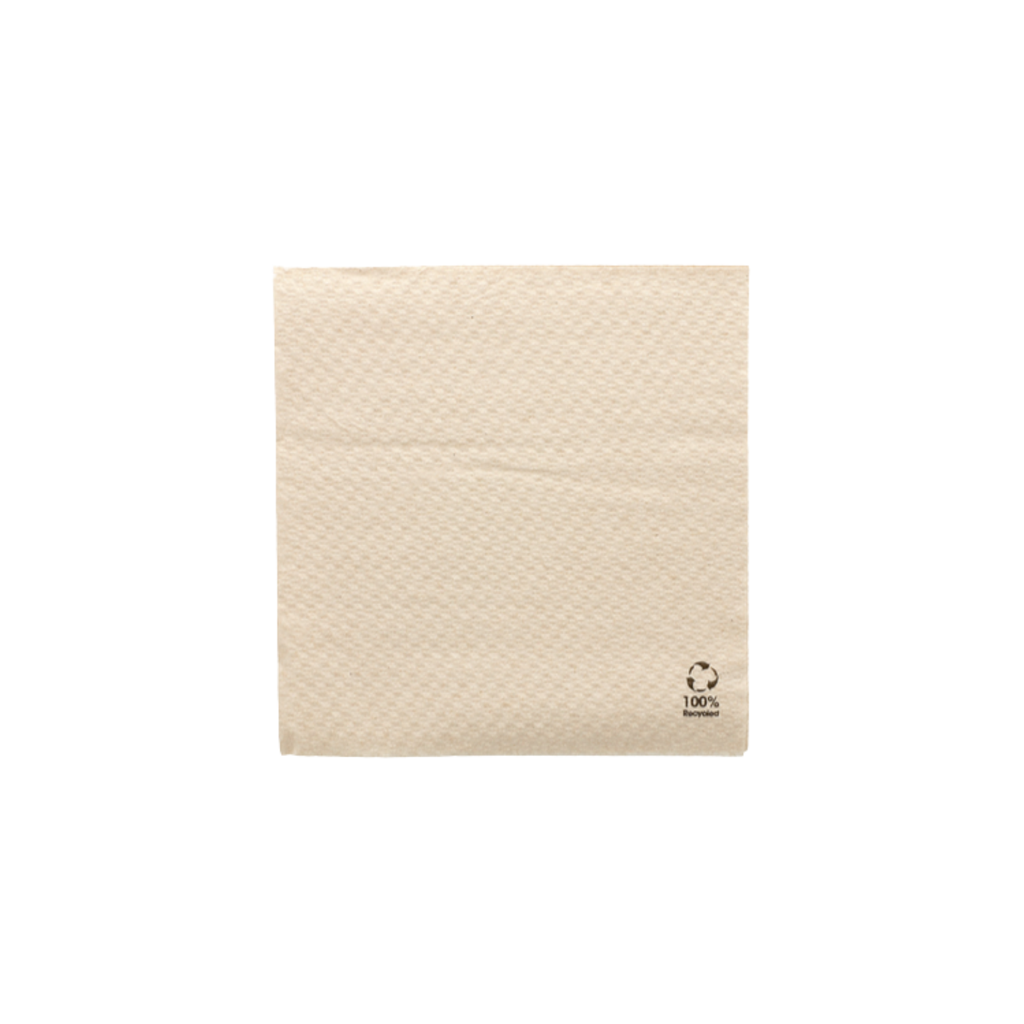 Serviettes Ecolabel 1 pli naturel ouate recyclée 23 g/m2 33x33cm (3000 unités)