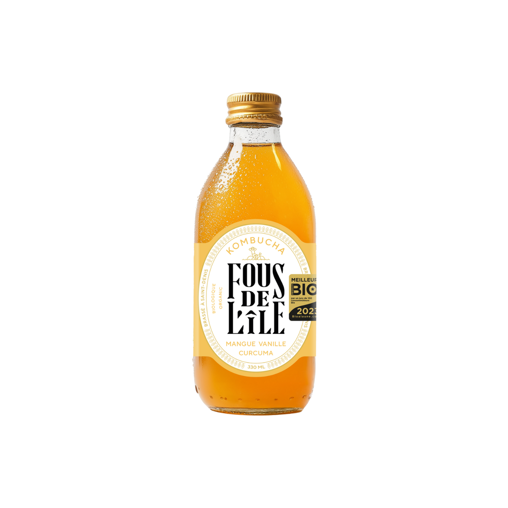 Fous de l'Île Kombucha Mangue Vanille Bio verre - 12 x 330ml