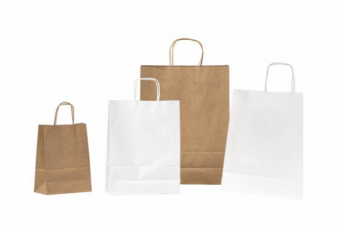 Sac cabas blanc ou kraft écru - 20+10x28cm - 70g (250 unités)