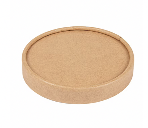 Couvercles pots à glaces marron carton 300ml - 280 + 18 PE g/m² Ø10x5,5cm (500 unités)