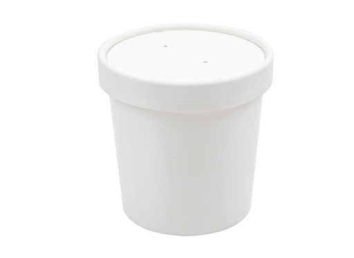 Récipients + couvercles blancs 360ml 18PE + 340 + 18 PE g/m2 Ø9/7,2x8,4cm (250 unités)