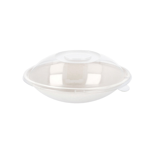 Bols ovales blancs bagasse + couvercles bionic - 22x13,5x5,5+4,5cm (100 unités)