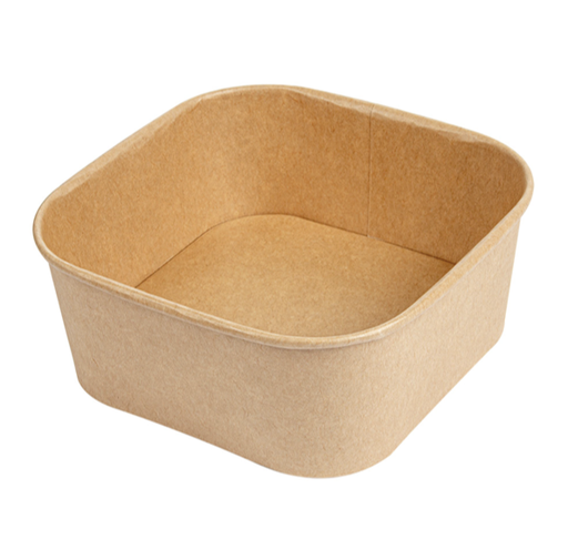 Récipients carrés naturel kraft 1000ml - 320 + 26 PE G/M2 / 16,7x16,7x6,6cm (300 unités)