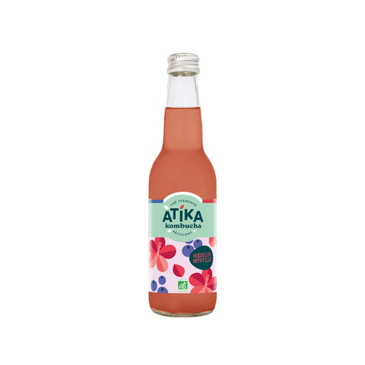 [3770010589730] Atika Kombucha Bio Hibiscus Myrtille - 12 x 33cl